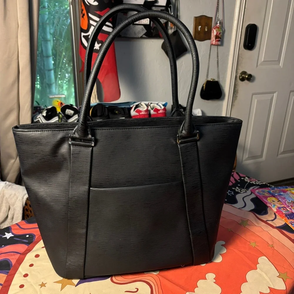 Vessel Signature 2.0 Tote Bag Black Textured Faux Leather Laptop Travel Golf - Picture 13 of 16